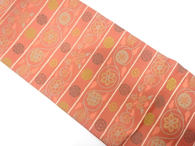 JAPANESE FUKURO OBI / UNUSED / WOVEN FLOWER ARABESQUE